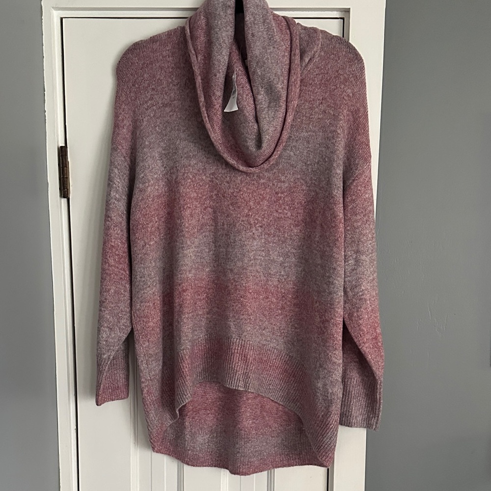 American Eagle Space-Dye Cowl Neck High-Low Sweater - Size Small